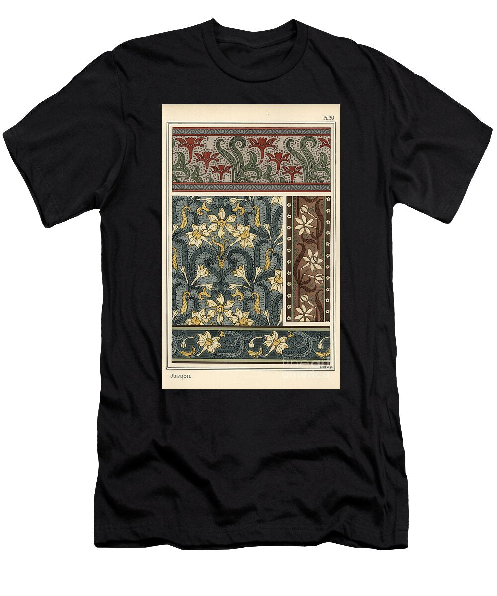 Jonquil Narcissus Jonquilla As Design Motif in Wallpaper and Fabric Patterns 1897 Lithograph Eugene Grasset T-Shirt