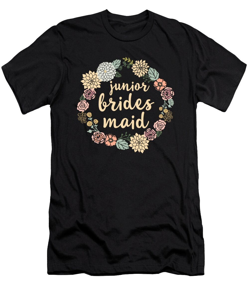 Junior Bridesmaid Blush Floral Wreath Eboni Dabila T-Shirt