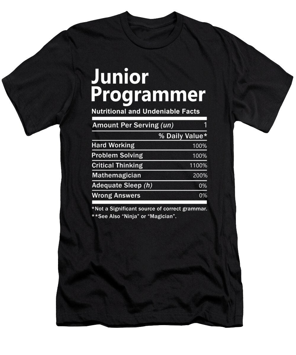 Junior Programmer Nutrition Factors Gift Item Shi Hu Kang T-Shirt