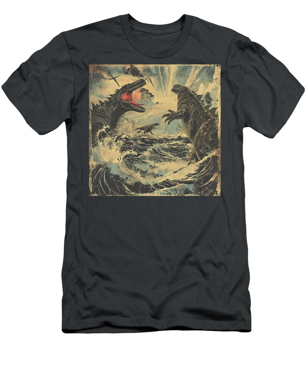 Kaiju Monster Battle Comic Book Panel 140 Mad Paperairplanes T-Shirt