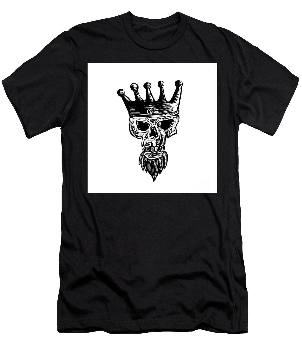 King Beard Skull Scratchboard Aloysius Patrimonio T-Shirt