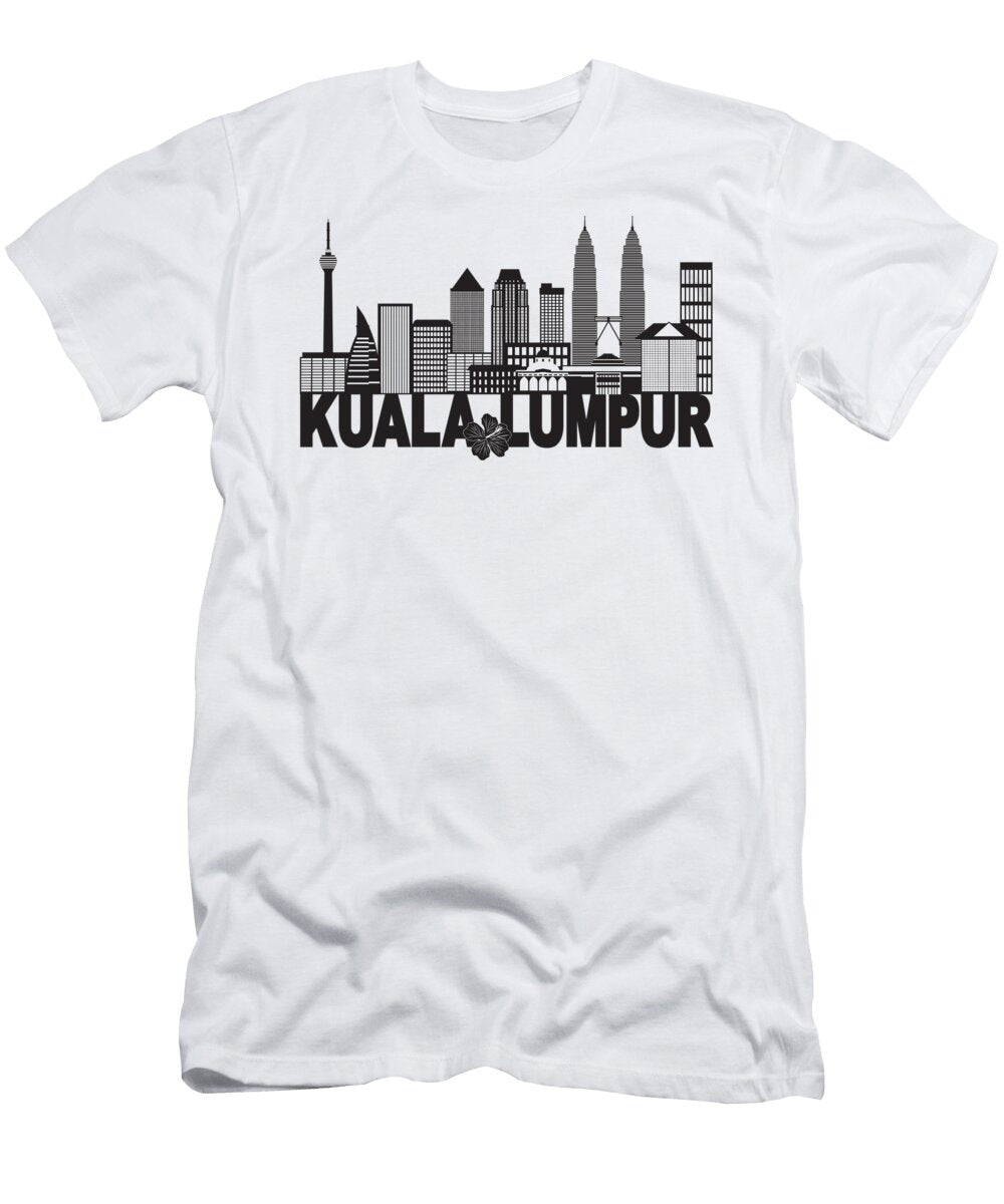 Kuala Lumpur City Skyline Text Black and White Illustration Jit Lim T-Shirt