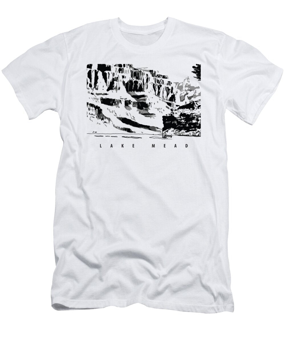 Lake Mead and Granite Canyon in Greyscale Long Shot T-Shirt