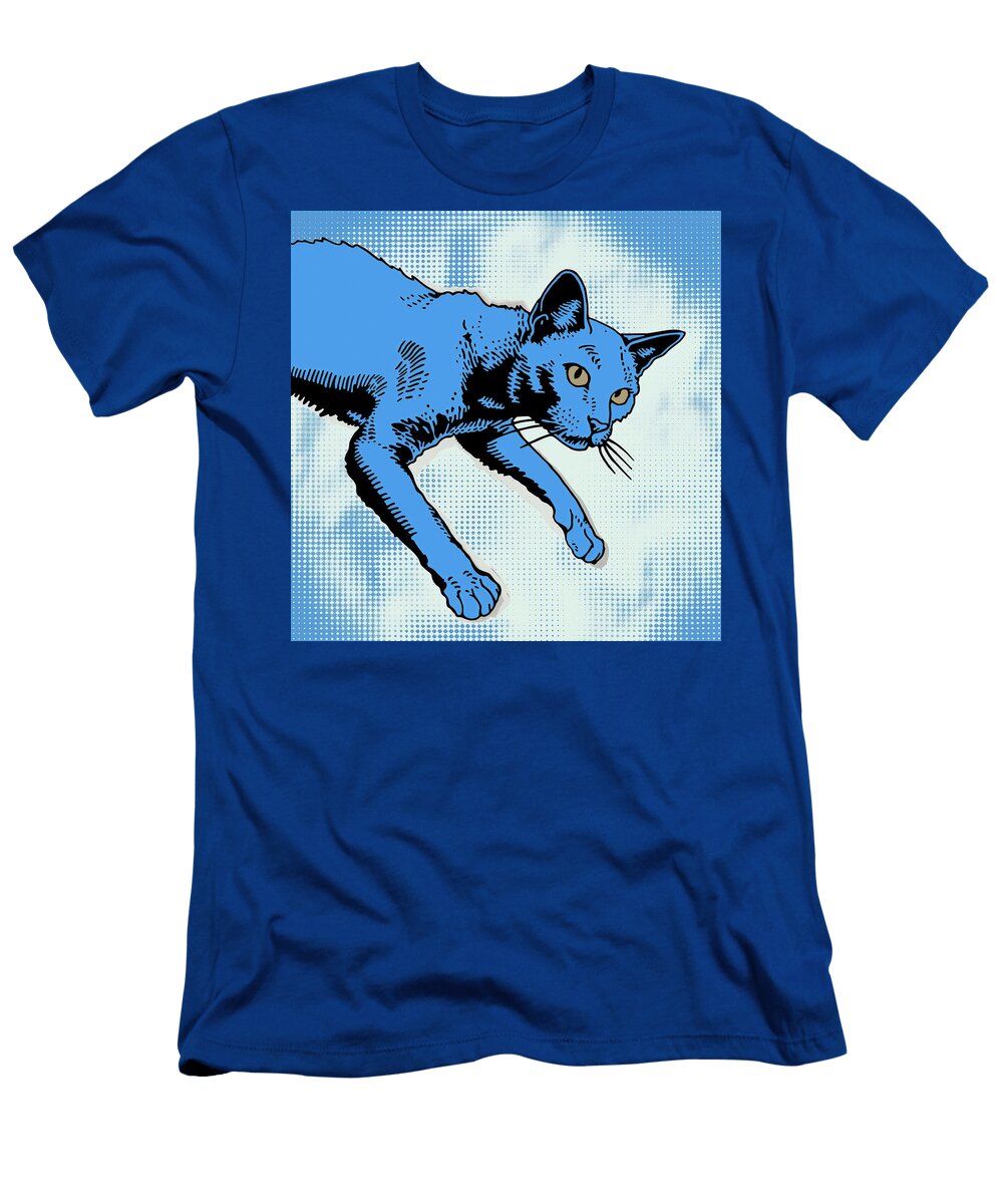 Leaping Blue Cat Comic Book Art 74 Mad Paperairplanes T-Shirt