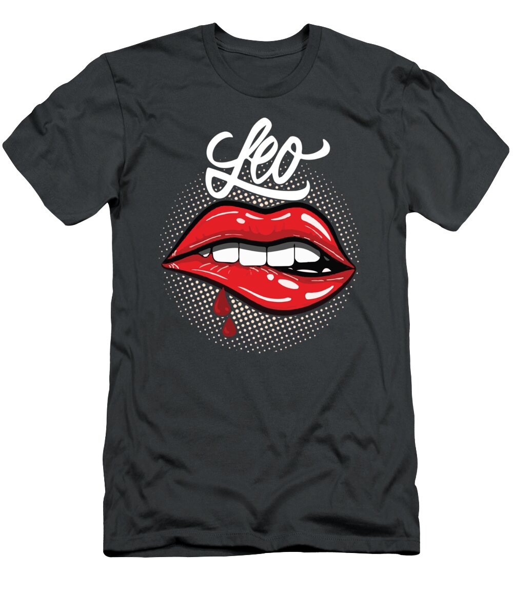 Leo Zodiac Birthday Lips Miller Grain T-Shirt