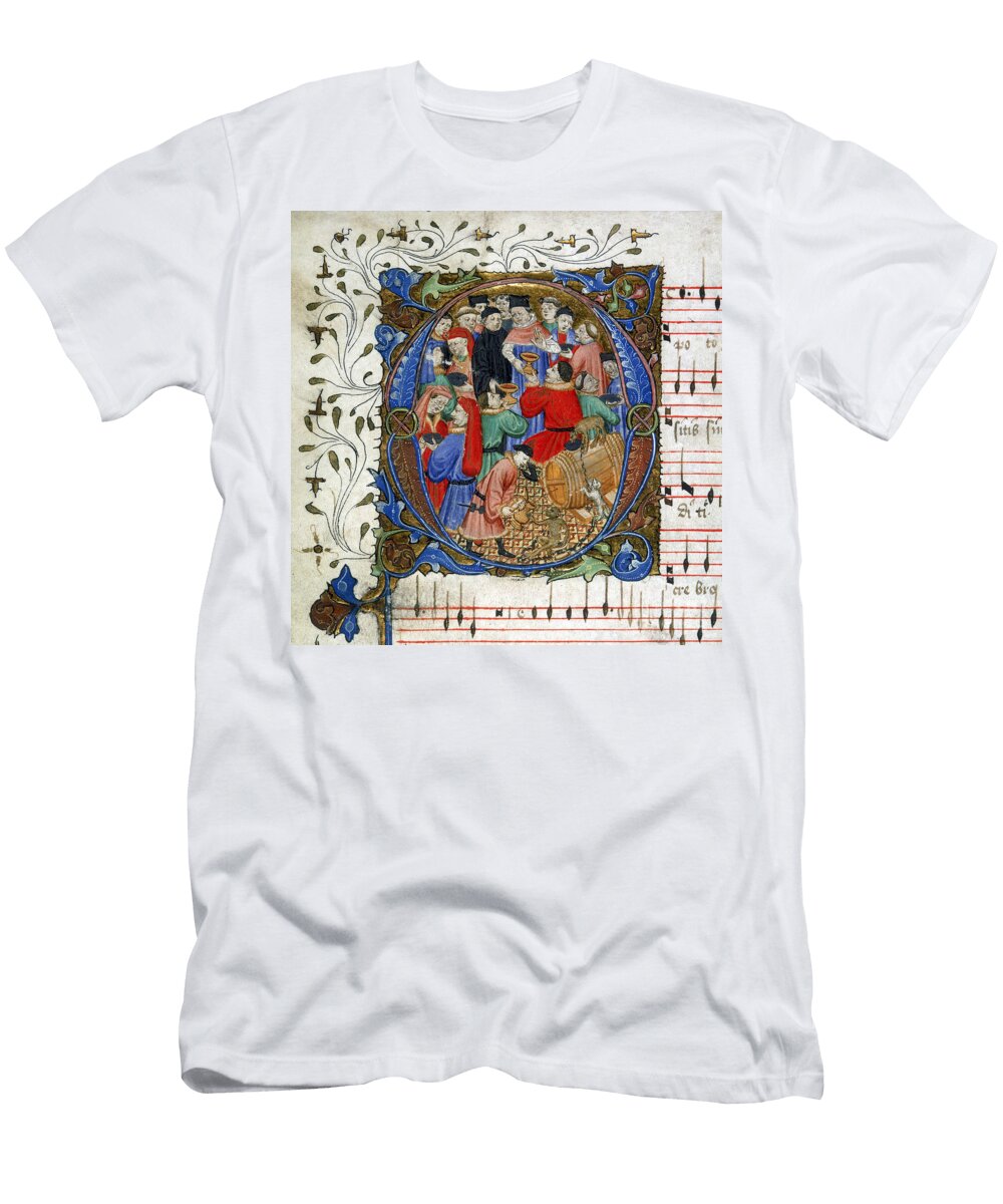 Letter of a Medieval Drinking Song From Windsor Carol Book Circa 1440 Miniature European School T-Shirt