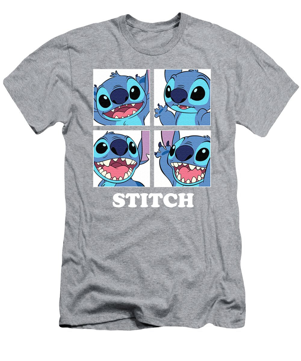 Lilo and Stitch Stitch Blocks Juniors Cropped Cotton Blend Chelsea Weaving T-Shirt