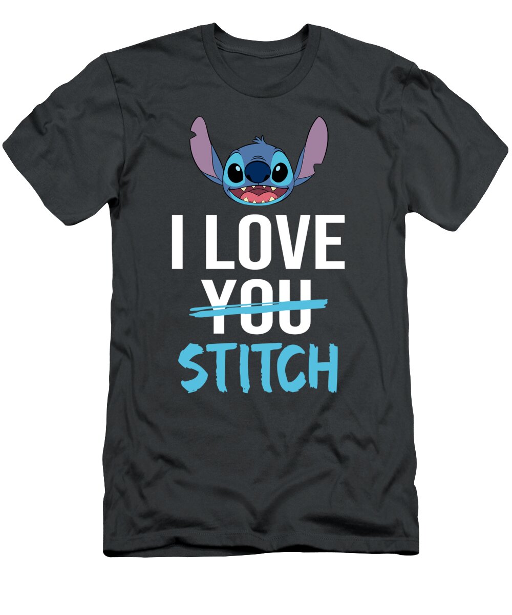 Lilo and Stitch Valentines Day I Love Stitch Juniors Cropped Cotton Blend Anthony Quin T-Shirt