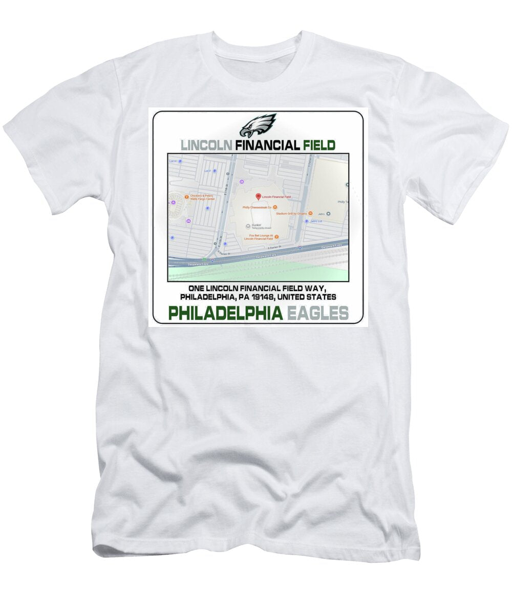 Lincoln Financial Field Map Kevin Walker and Pixel Reverie T-Shirt