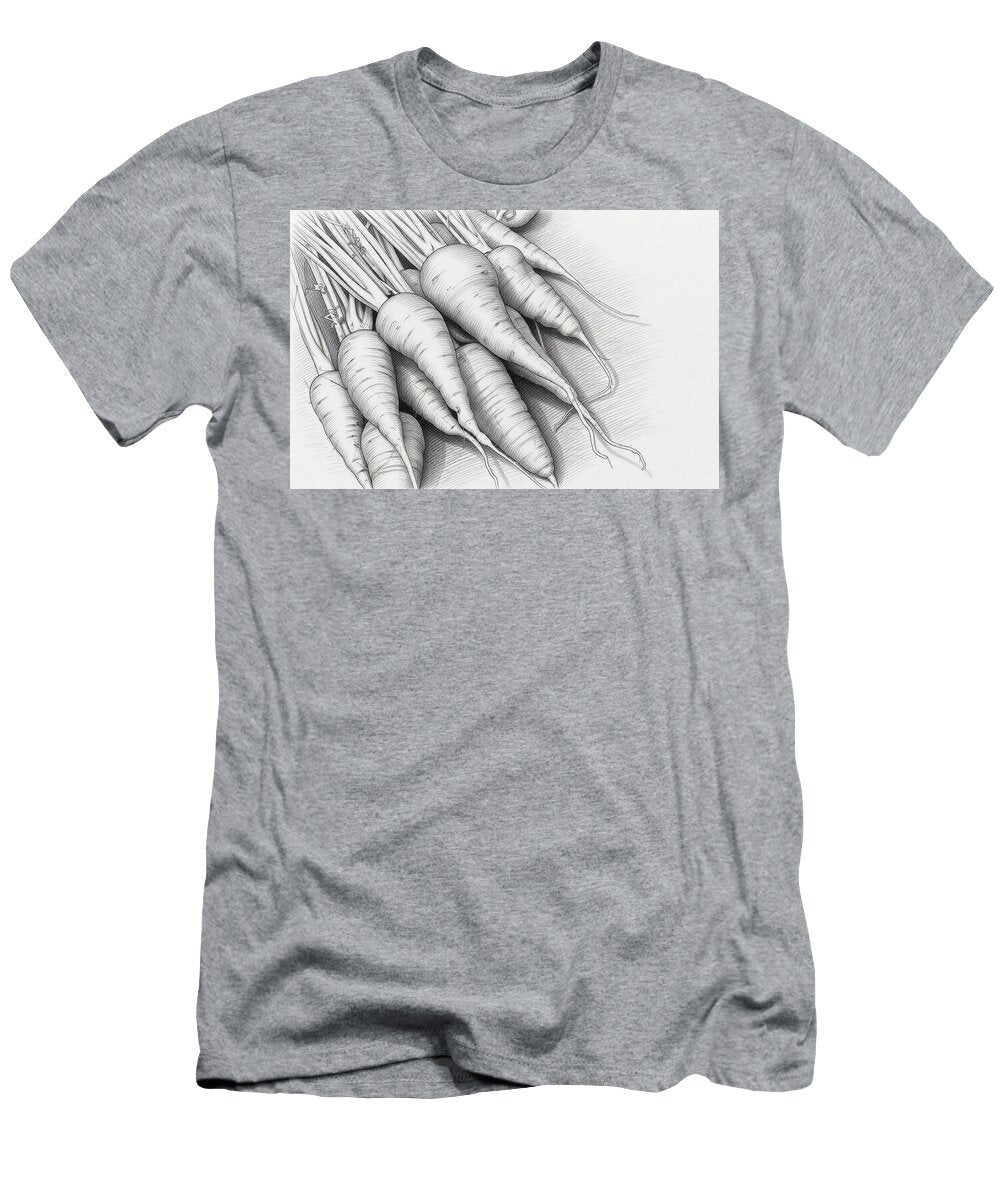 Line Art Detailed Carrot Sketch Patrick Douglas T-Shirt