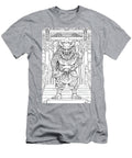 Line Art of Mythical Komainu Guardian At Shrine Entrance Renault Benoit T-Shirt