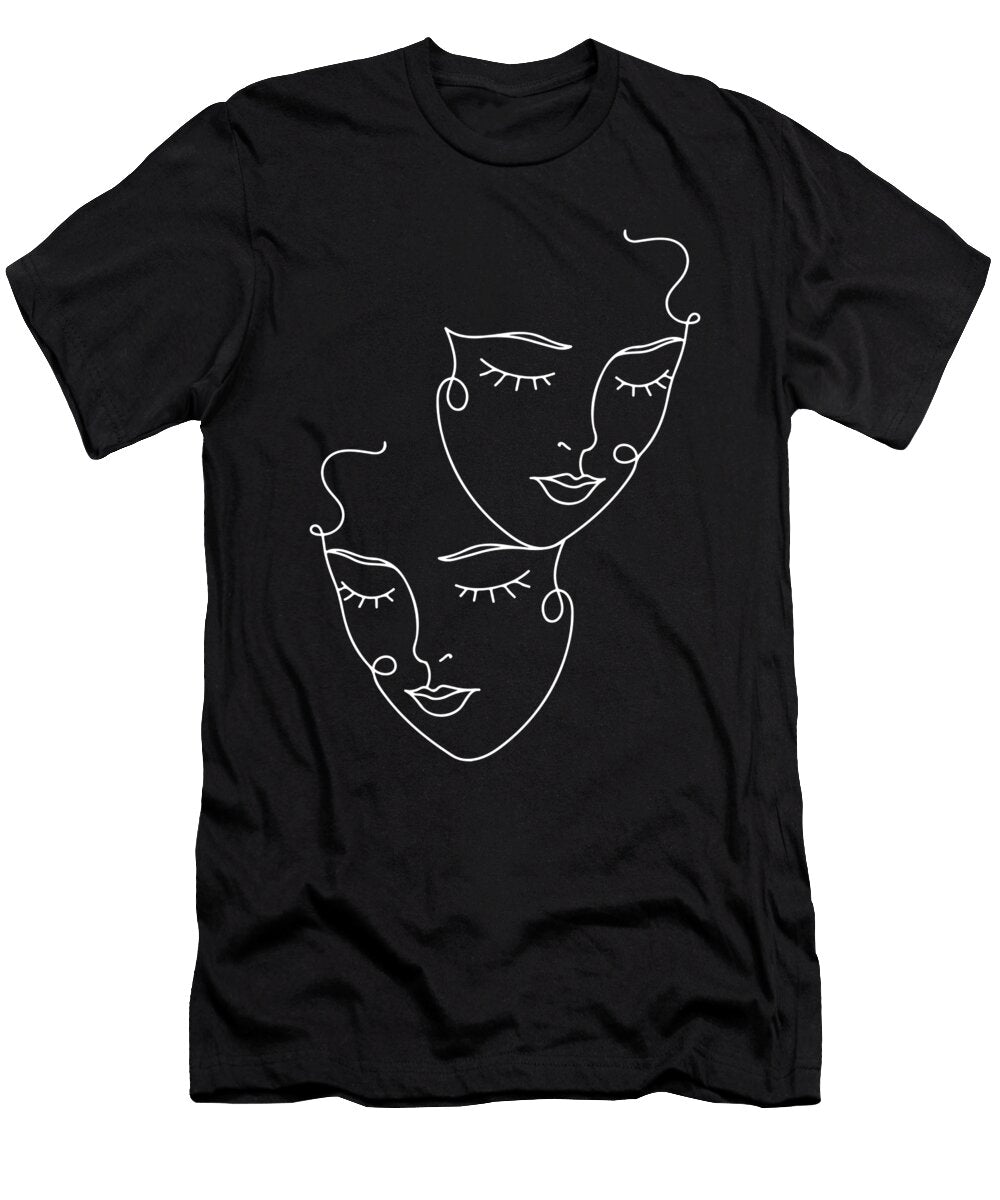Line Art Woman Face Manuel Schmucker T-Shirt