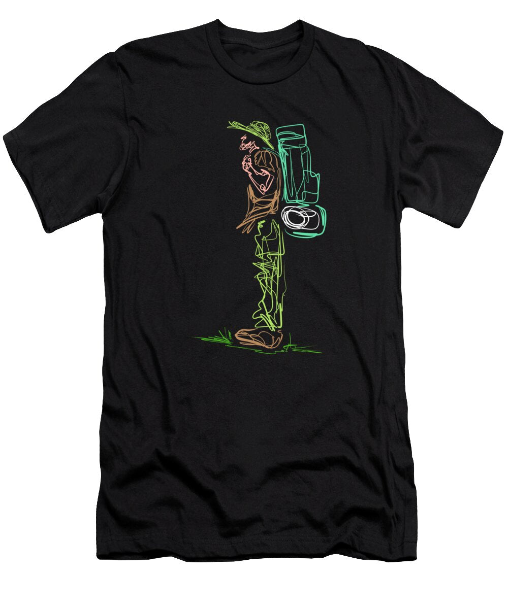 Line Design Lineart Backpacker on Camping Jan Bleke T-Shirt