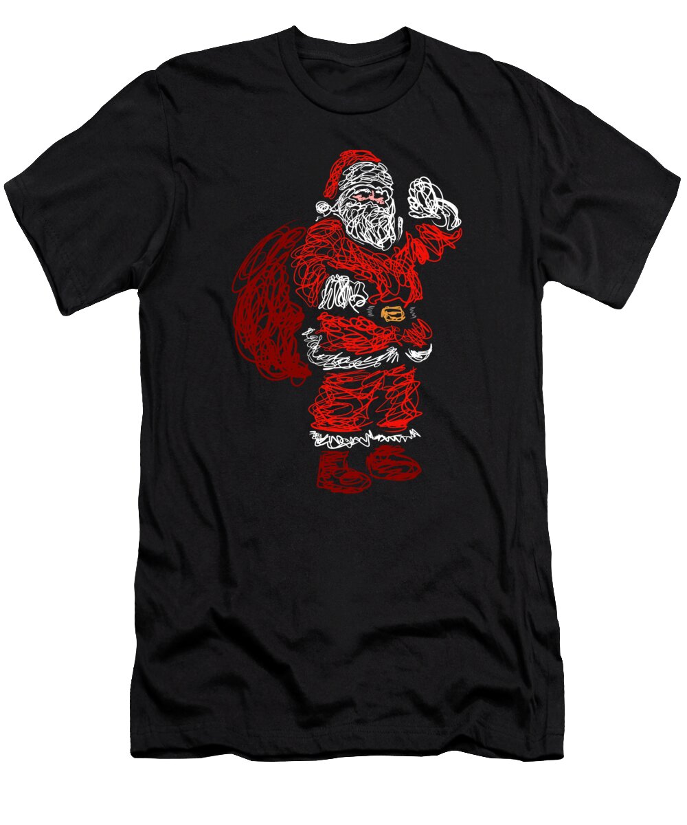 Lineart Sketching Santa on Christmas Jan Bleke T-Shirt