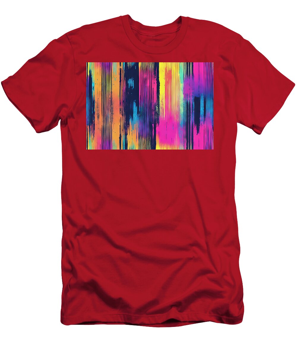 Lines Pattern Backdrop Urban Tracks Neon Abstract Fading Grunge Seamless Geometric Style Stripes Halftone Vertical Extreme Colorful Texture Illustration Trendy Sport Abs Wafe Akkash T-Shirt