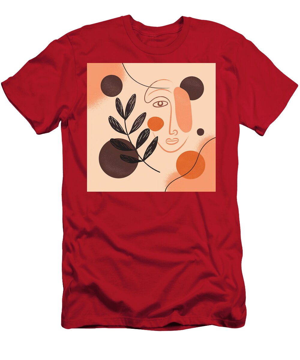 Linework Portrait Abstract Organic Shapes Wall Art Line Art Face Wall Decor Set No 01 Mounir Khalfouf T-Shirt