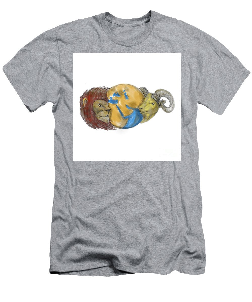 Lion Goat Head Middle East Globe Tattoo Aloysius Patrimonio T-Shirt