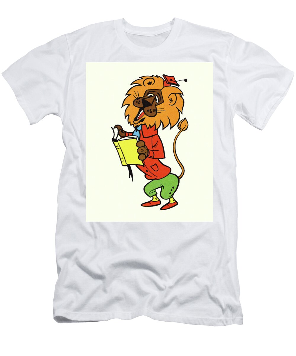 Lion Reading a Book Csa Images T-Shirt