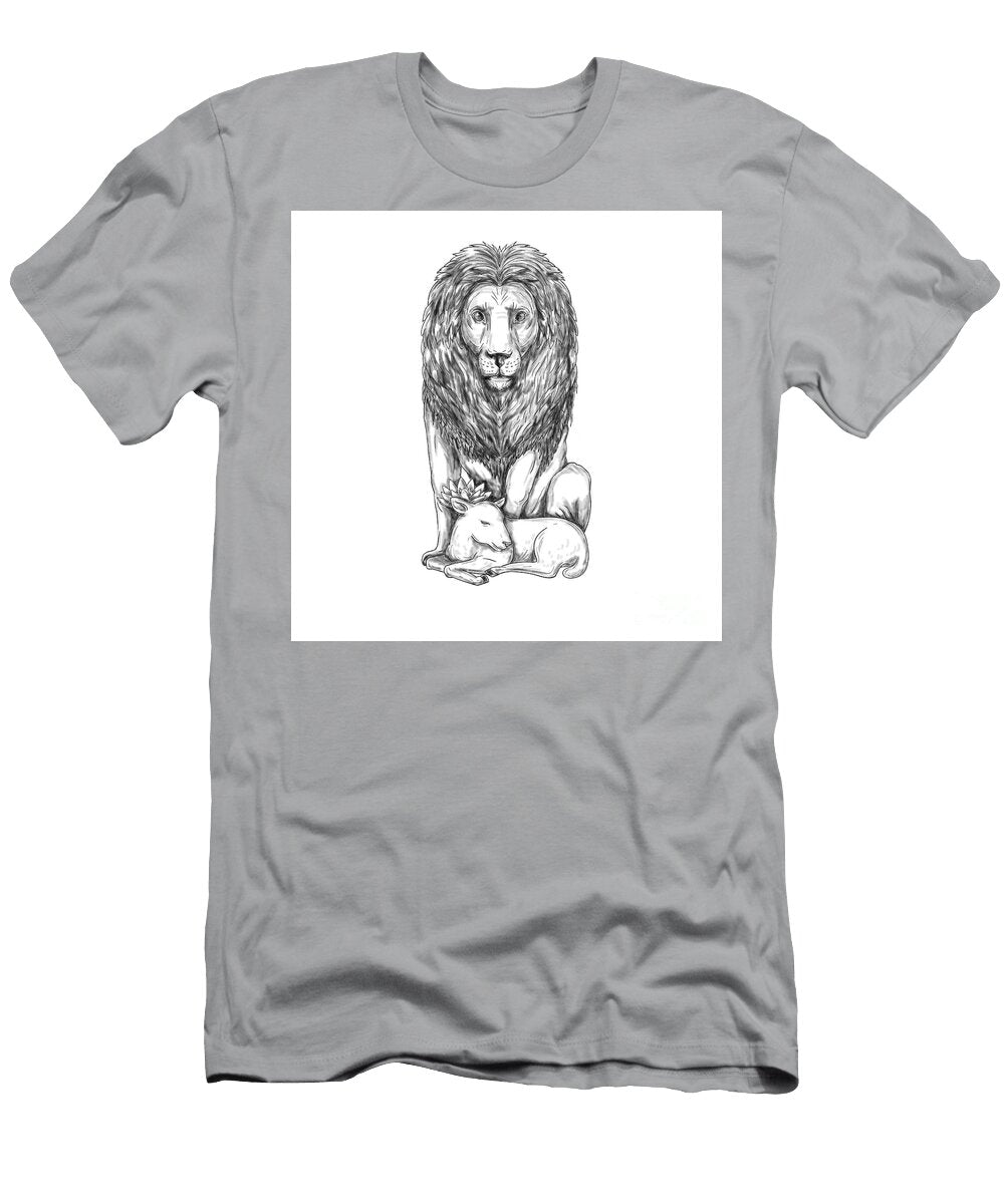 Lion Watching Over Lamb Tattoo Aloysius Patrimonio T-Shirt