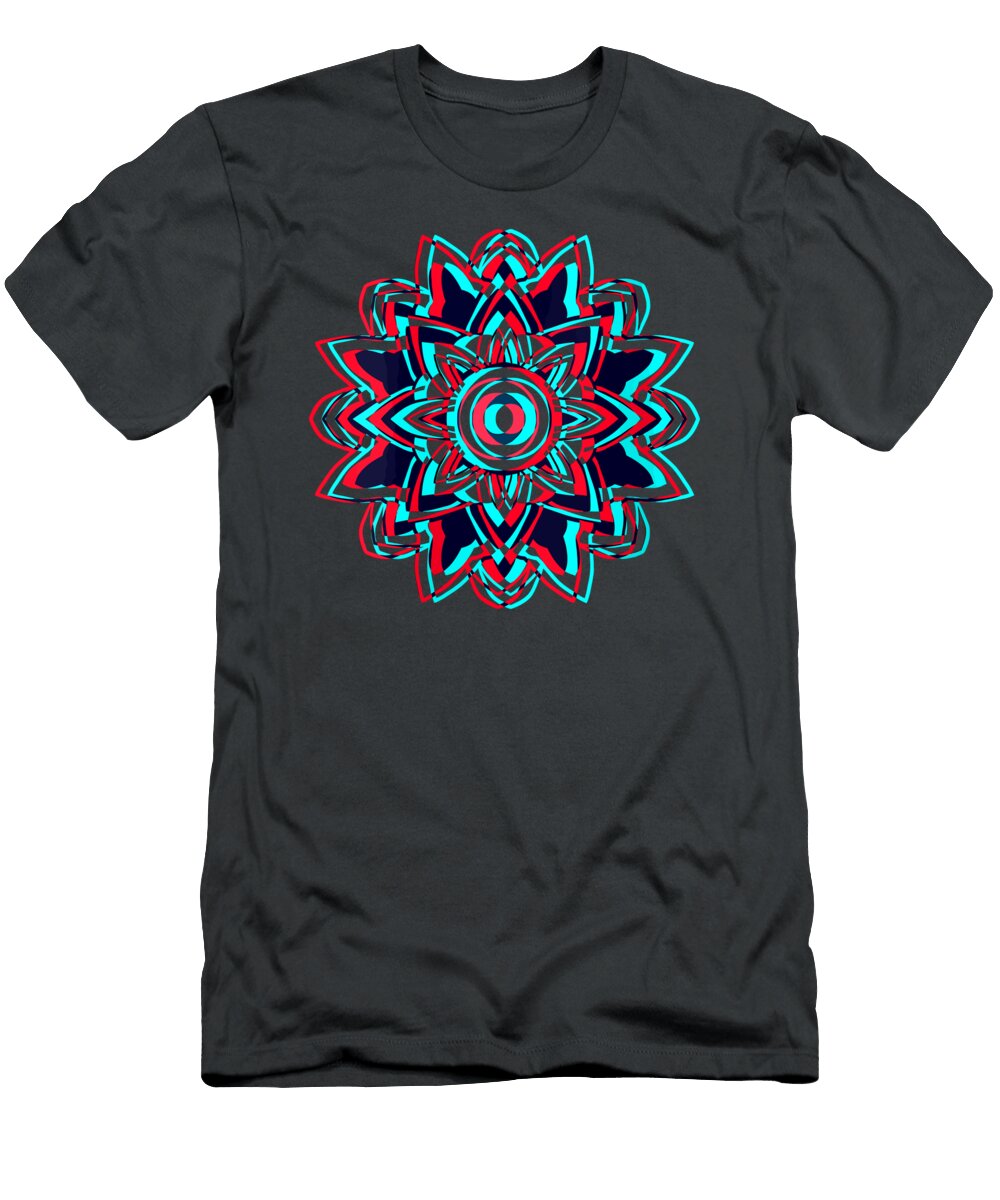 Lotus Mandala Halftone Anaglyph Design Retro Art Lover Gift Riou Aryiah T-Shirt