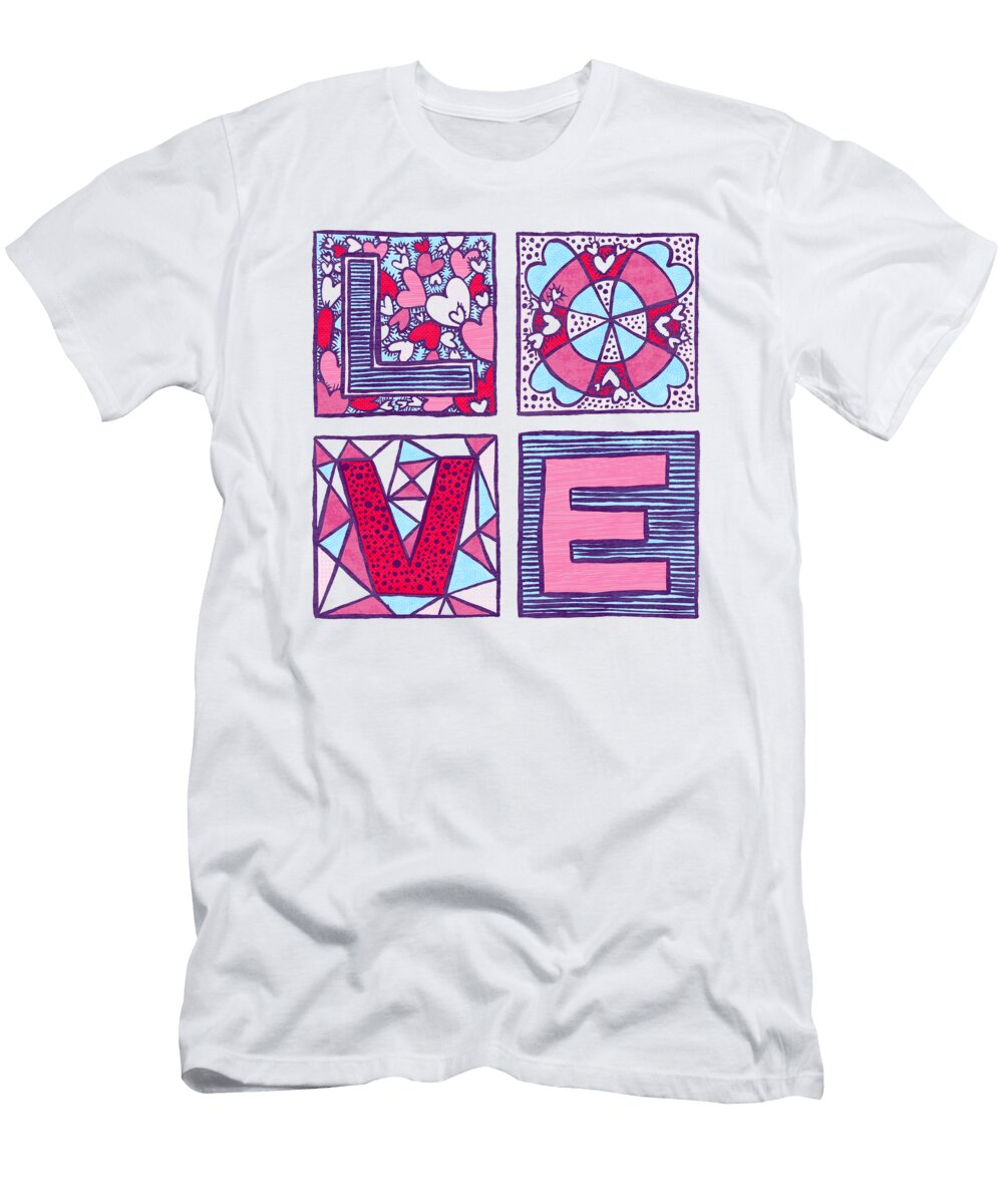 Love Letters Valentines Day Greeting Card Art By Jen Montgomery Jen Montgomery T-Shirt