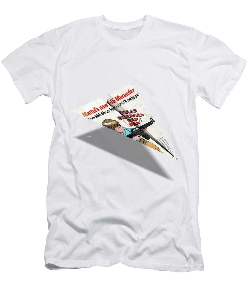 M 16 Toy Machine Gun Comic Book Ad Paper Airplane Yopedro T-Shirt