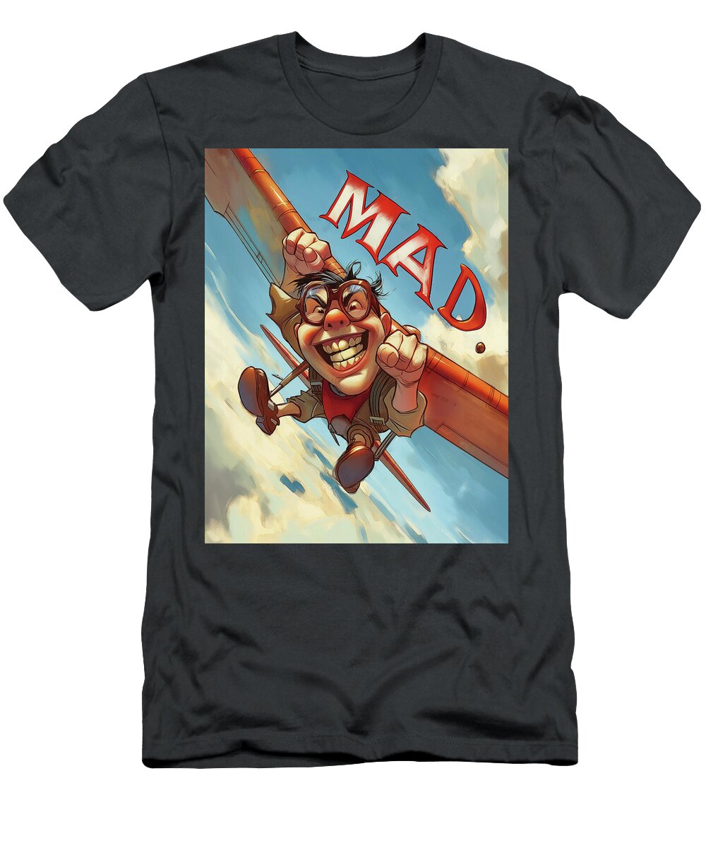 Mad Airplane Pilot Comic Book Cover 42 Mad Paperairplanes T-Shirt