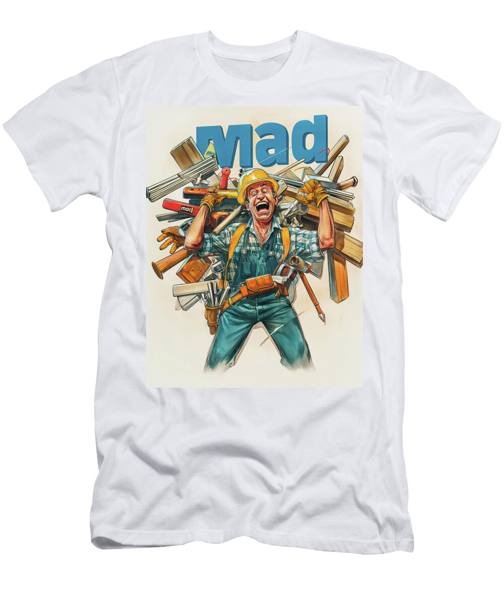 Mad Carpenter in Hard Hat Comic Book Cover 39 Mad Paperairplanes T-Shirt