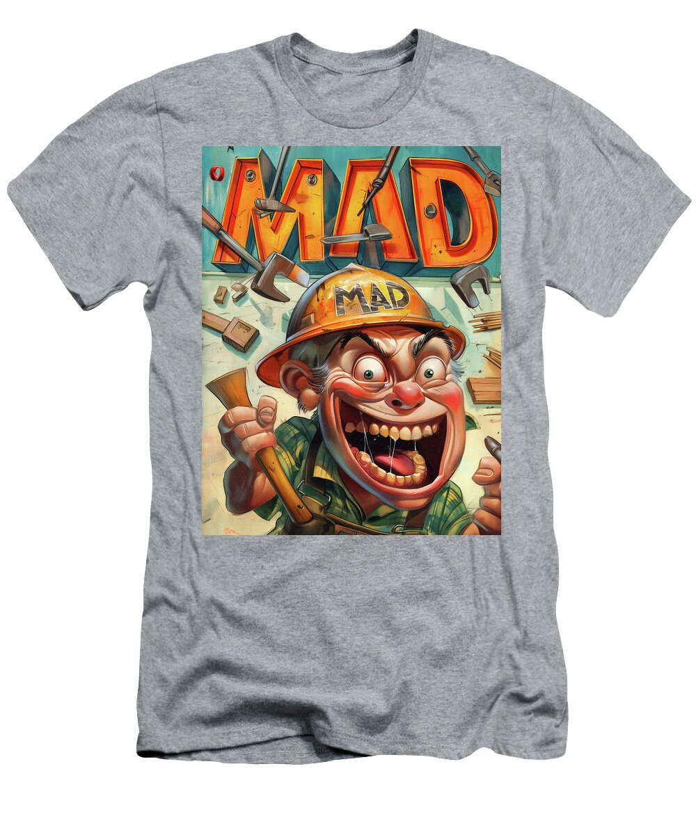 Mad Carpenter in Hard Hat Comic Book Cover 50 Mad Paperairplanes T-Shirt