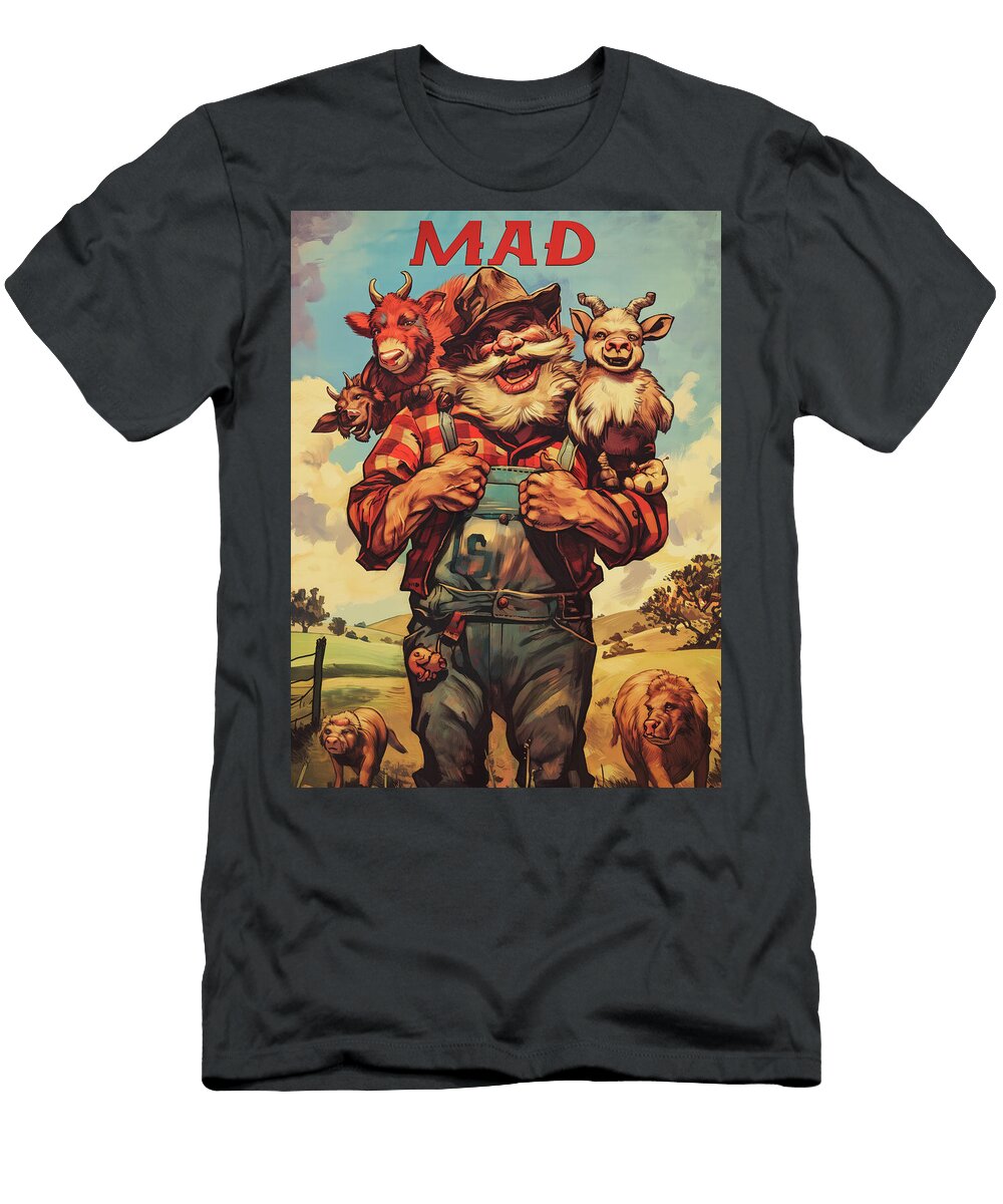 Mad Farmer and Animals Comic Book Cover 62 Mad Paperairplanes T-Shirt