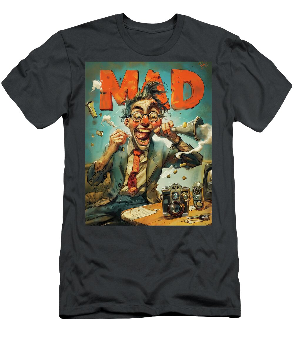 Mad Photographer with Camera Comic Book Cover 36 Mad Paperairplanes T-Shirt