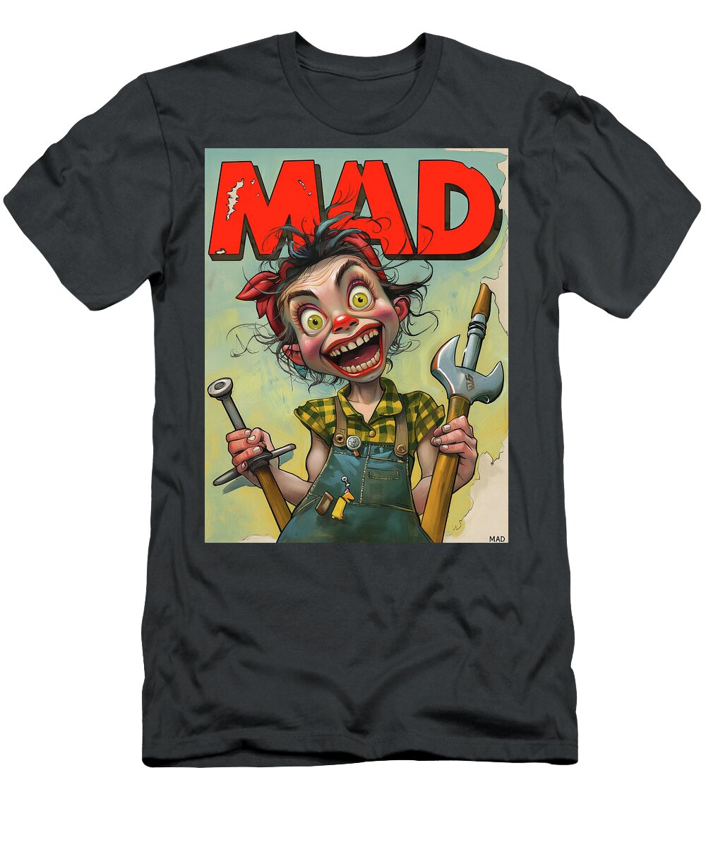Mad Woman with Tools Comic Book Cover 29 Mad Paperairplanes T-Shirt