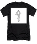 Male Marathon Runner Running Front View Line Drawing Black and White Aloysius Patrimonio T-Shirt