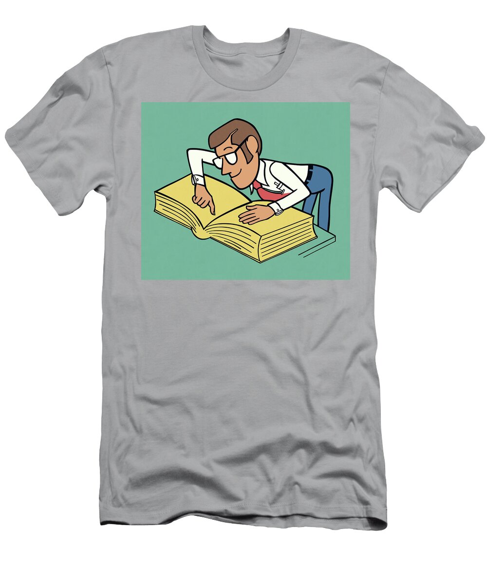 Man Reading an Open Book Csa Images T-Shirt