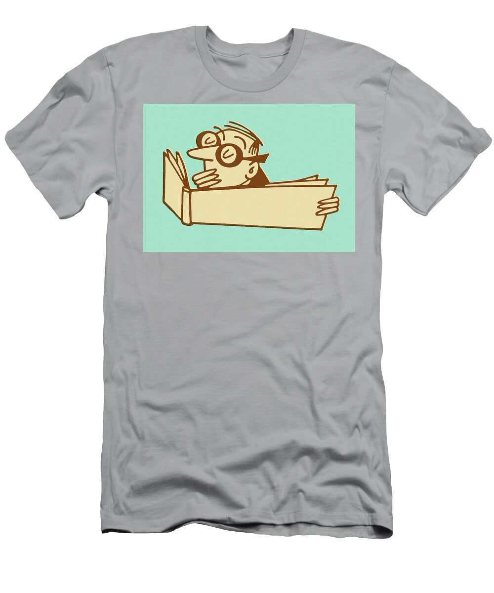 Man Reading Long Book Csa Images T-Shirt