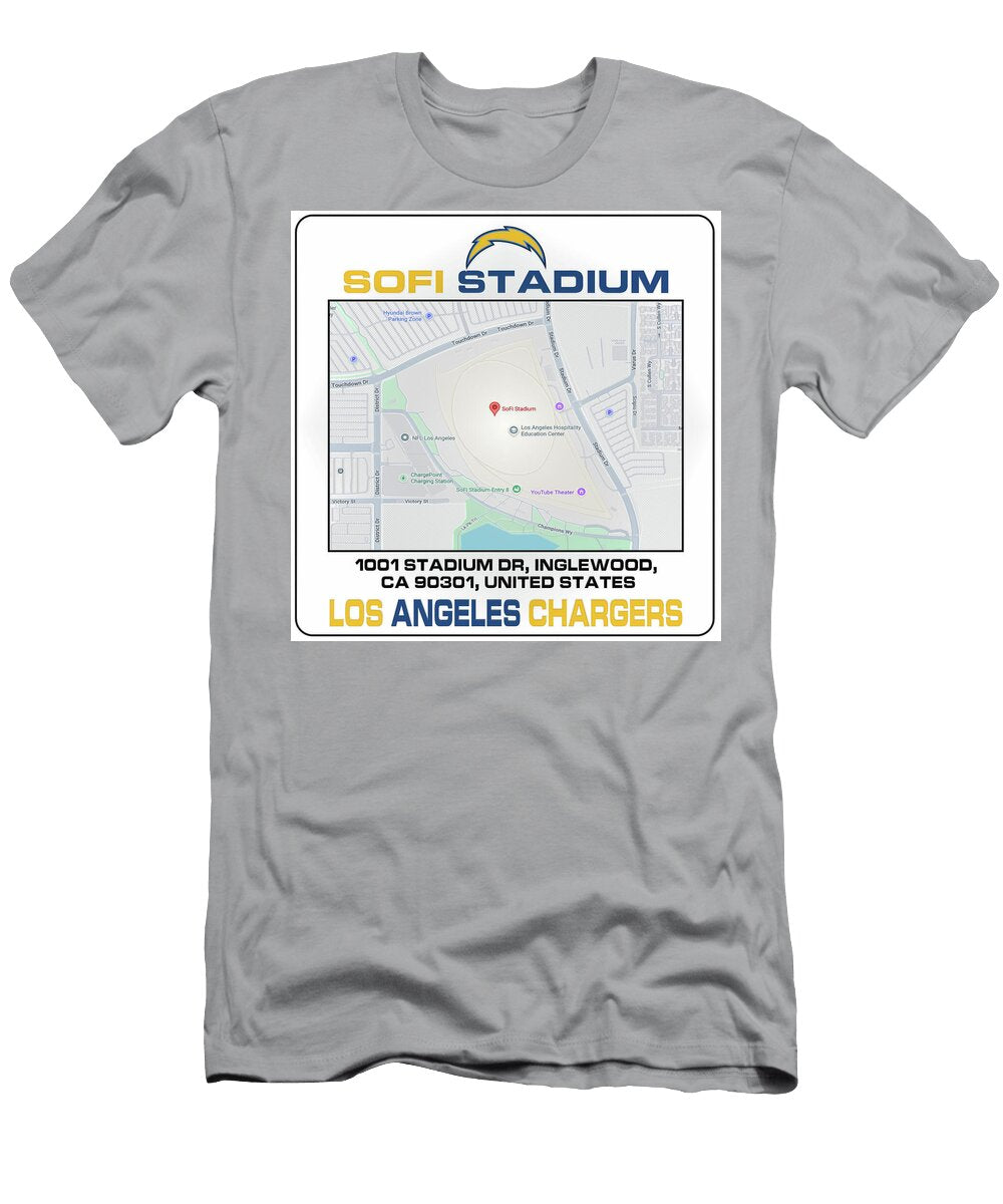 Map Highlighting Sofi Stadium Location Kevin Walker and Pixel Reverie T-Shirt