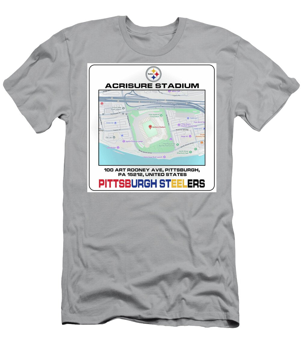 Map of Acrisure Stadium Kevin Walker and Pixel Reverie T-Shirt