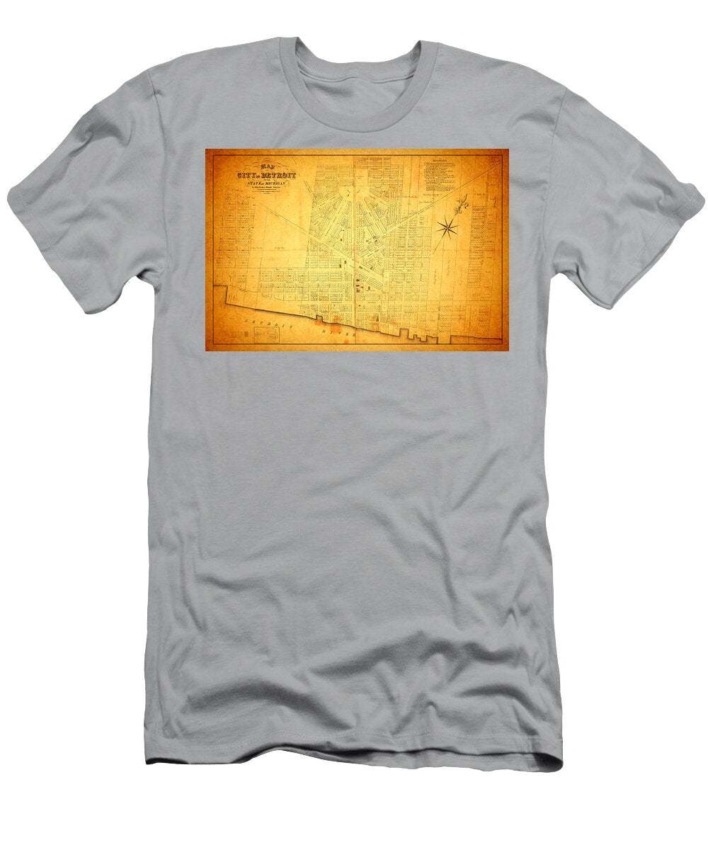 Map of Detroit Michigan C 1835 Design Turnpike T-Shirt