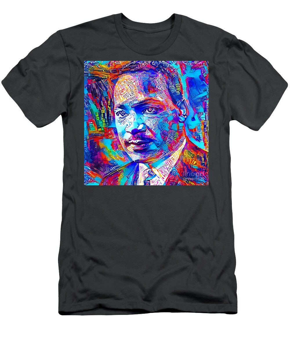 Martin Luther King Jr Civil Rights Leader in Vibrant Modern Contemporary Urban Style 20210703 Square Wingsdomain Art and Photography T-Shirt