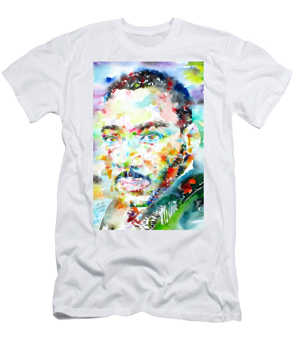 Martin Luther King Jr Watercolor Portrait Fabrizio Cassetta T-Shirt