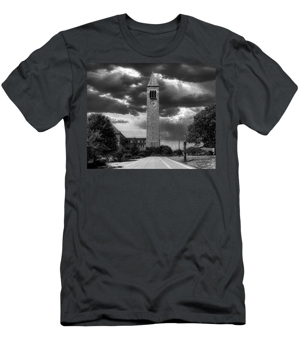Mc Graw Tower and Iris Library At Sunset Cornell University Library of Congress T-Shirt