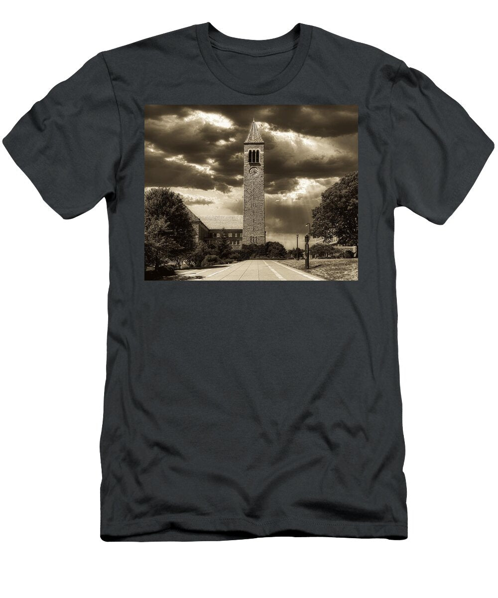 Mcgraw Tower and Iris Library At Sunset Cornell University Library of Congress T-Shirt