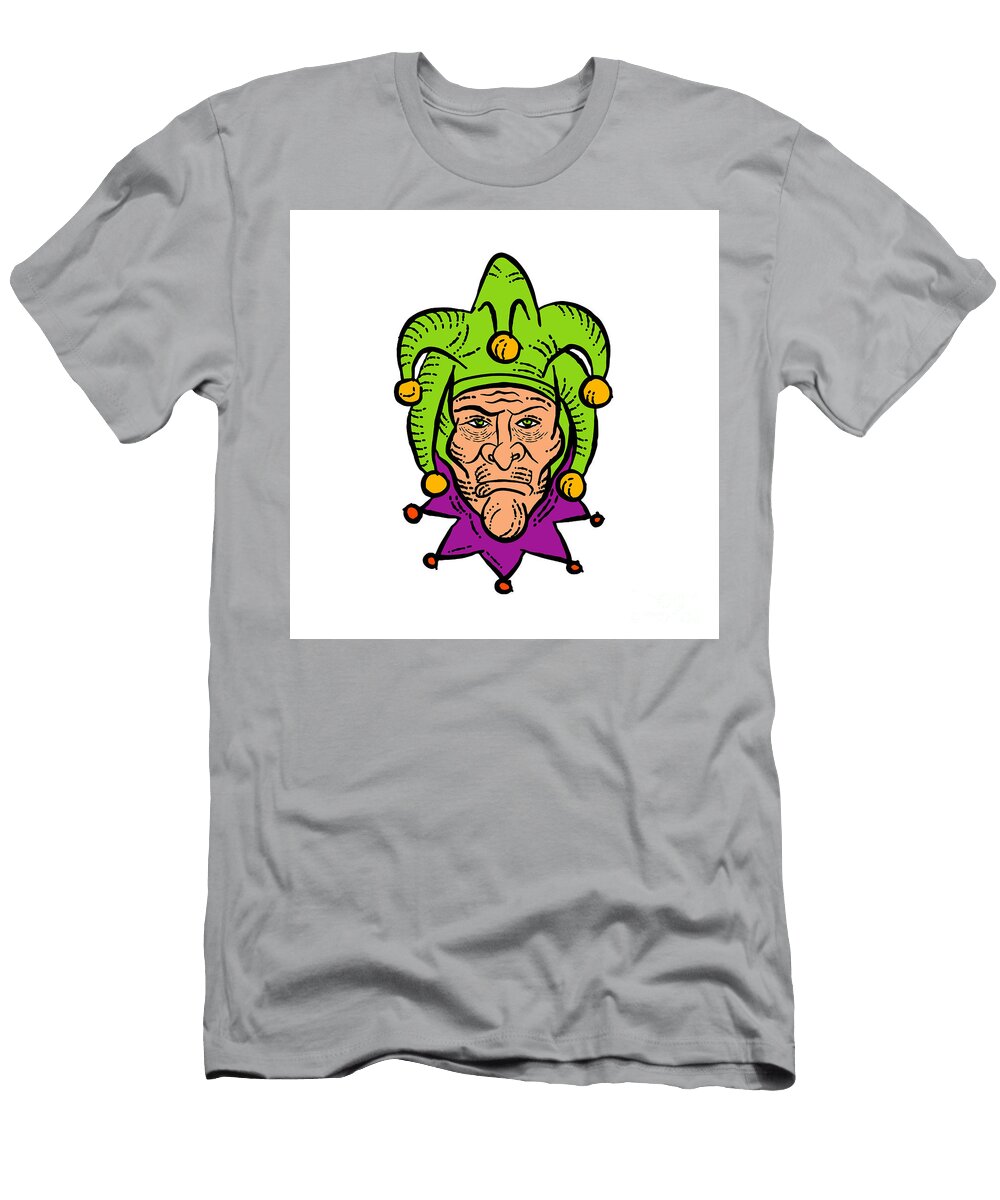 Medieval Court Jester Etching Color Aloysius Patrimonio T-Shirt