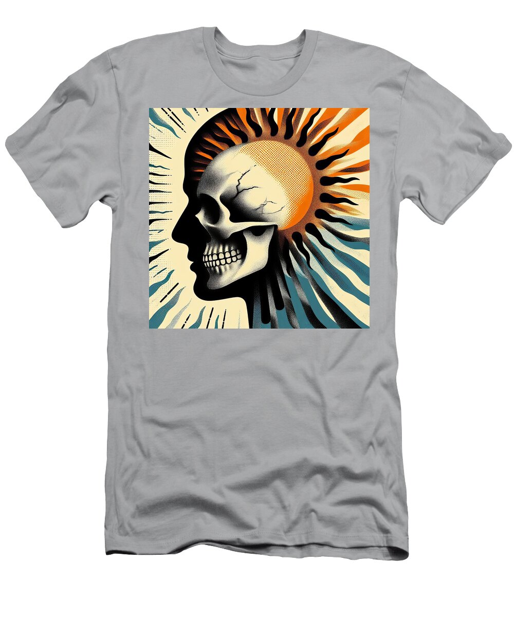 Memento Mori Profile Surreal Skull and Sun Graphic Art Illustration Talha Khan T-Shirt