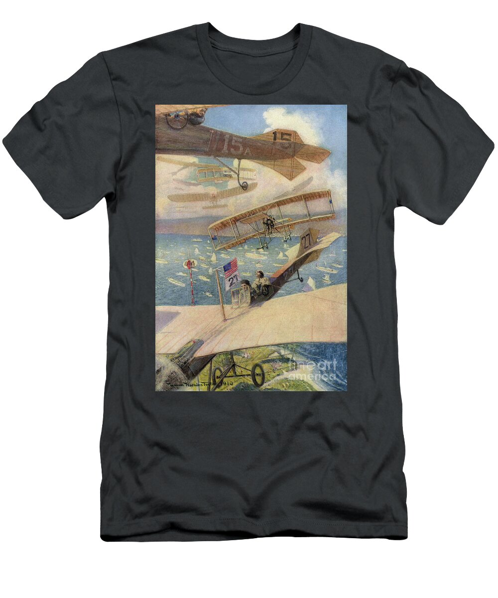 Merican Biplanes During an Aircraft Race in 1910 American School T-Shirt