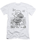 Mermaid on a Rock Kids Coloring Page Raven Glow T-Shirt