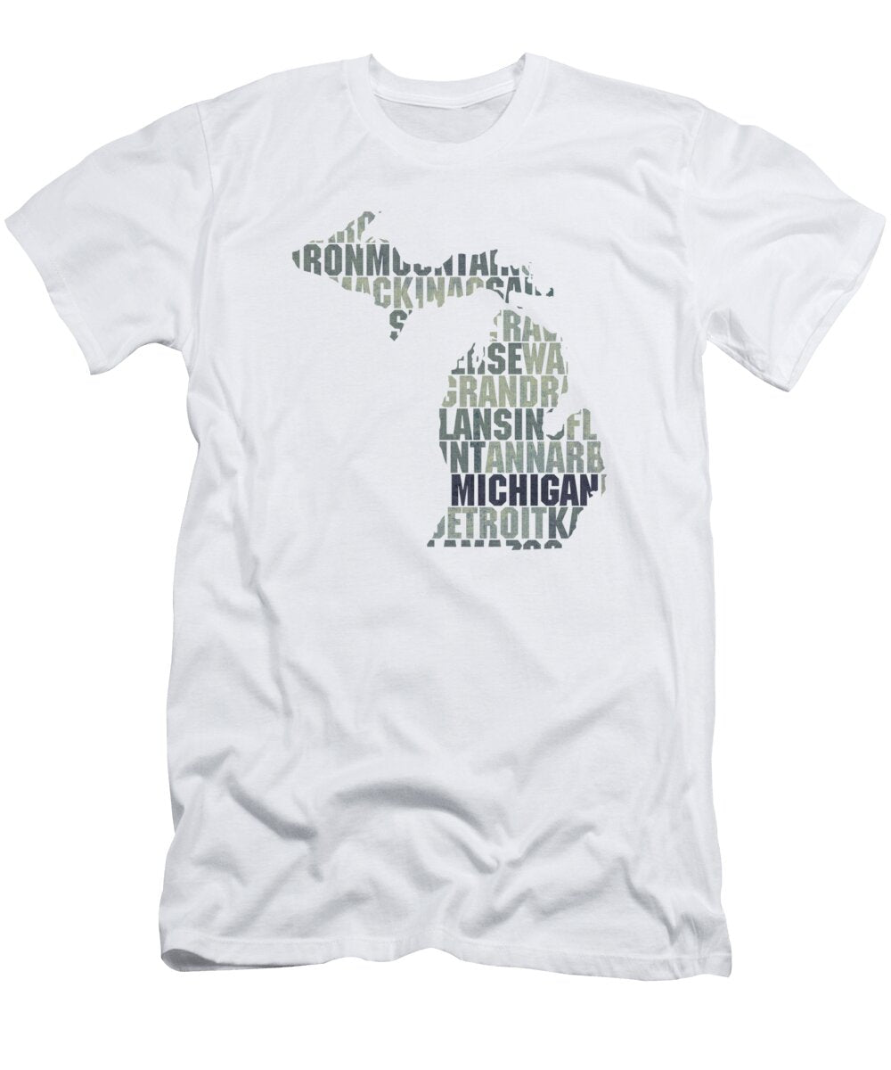 Michigan State Outline Word Map Design Turnpike T-Shirt