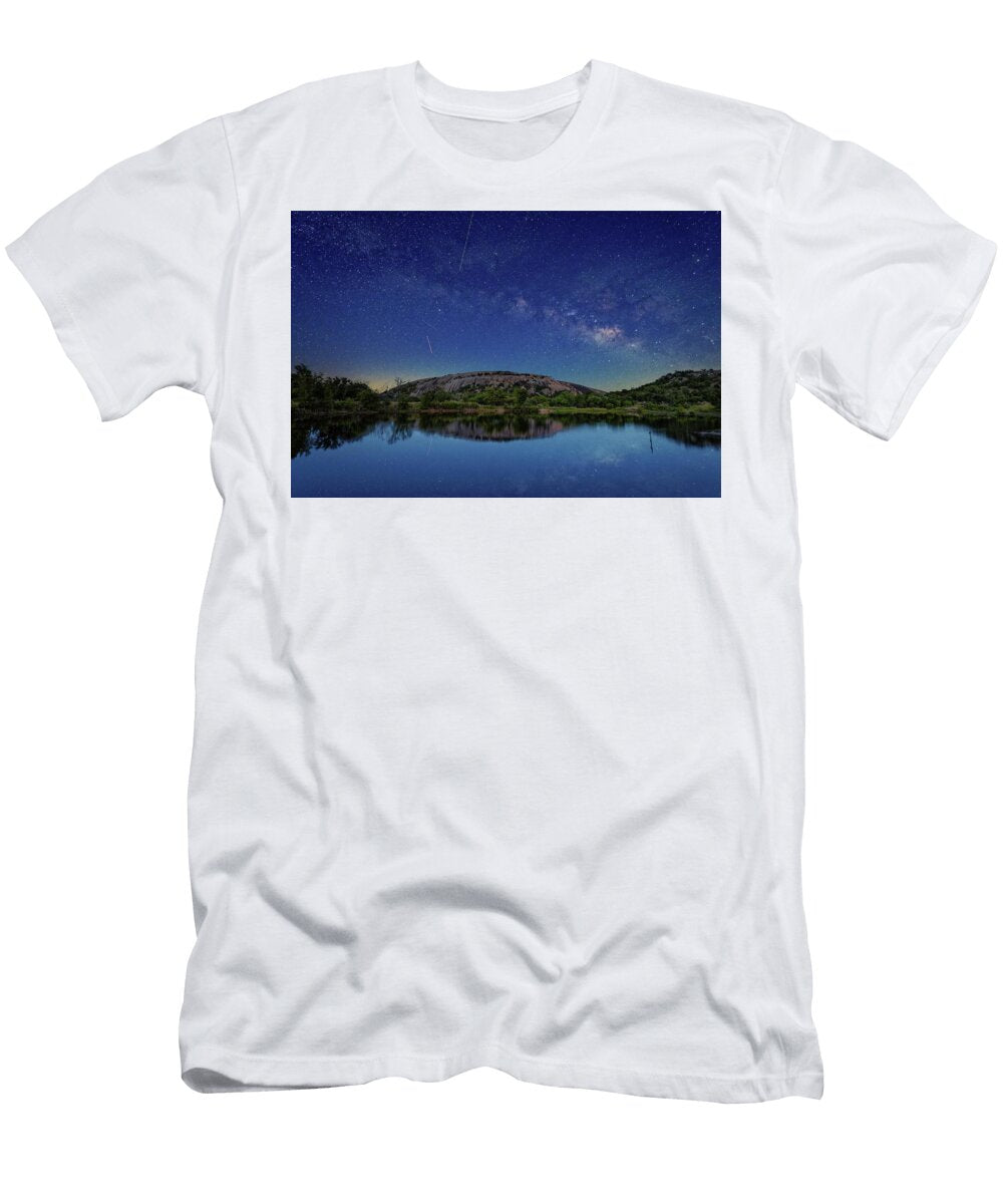 Milky Way Over Enchanted Rock From Moss Lake Fredericksburg Llano Central Texas Hill Country Silvio Ligutti T-Shirt