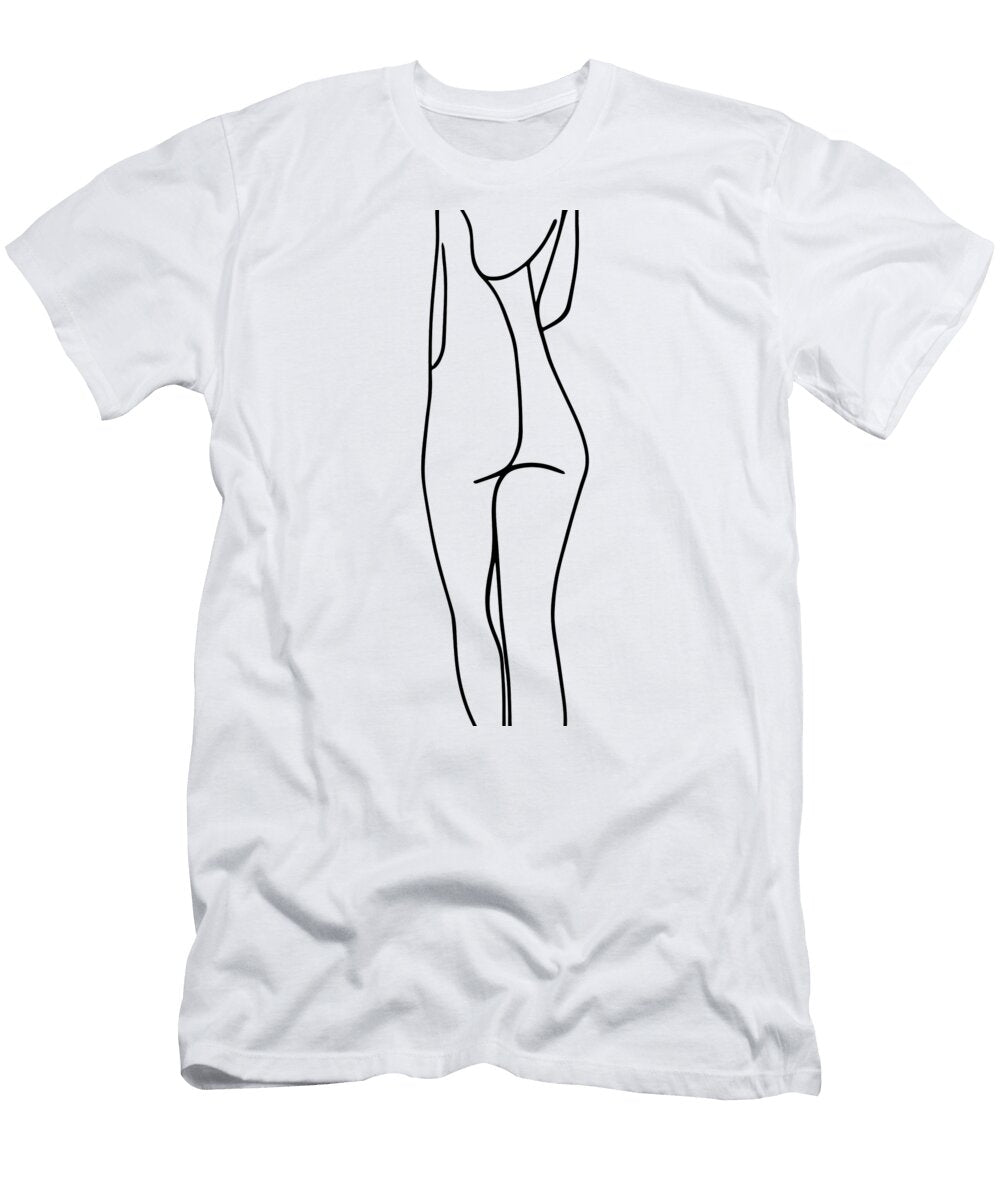 Minimal Art Womans Back Line Drawing Womans Back Line Art Woman Line Art Woman Back Line Art Mounir Khalfouf T-Shirt
