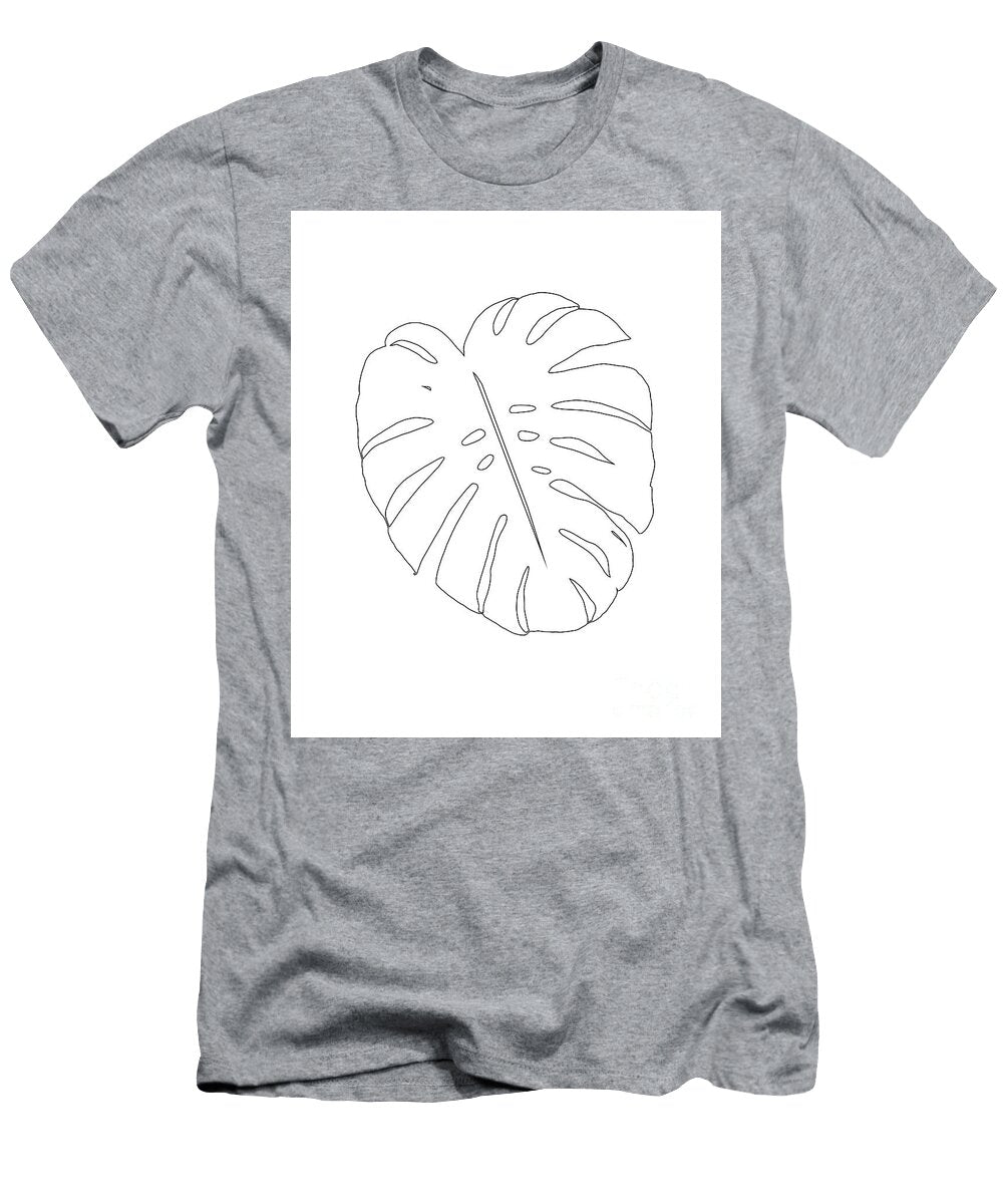Minimal Monstera Leaf Line Art 1 Minimal Decor Art Anitas and Bellas Art T-Shirt